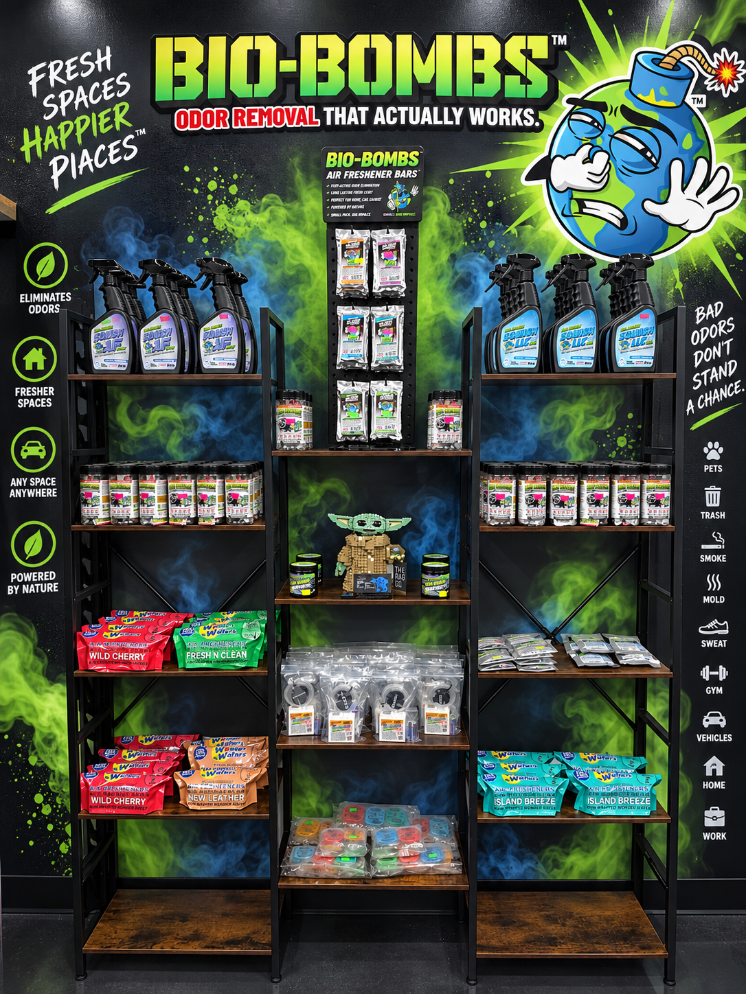 Bio-Bombs air freshener display at Detail Supplies of Houston
