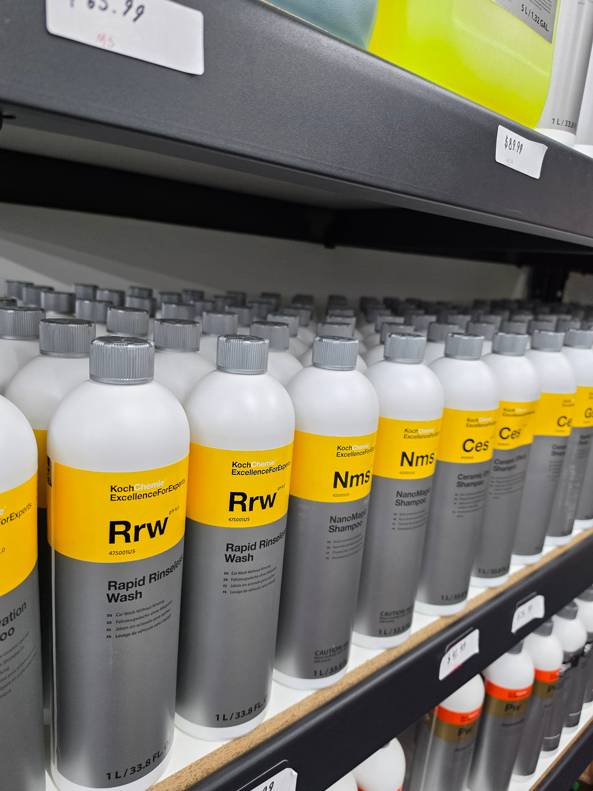Koch-Chemie car shampoo bottles on the shelf